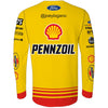 Joey Logano 2023 Long Sleeve Shell Pennzoil Sublimated Uniform Pit Crew T-Shirt Yellow #22 NASCAR