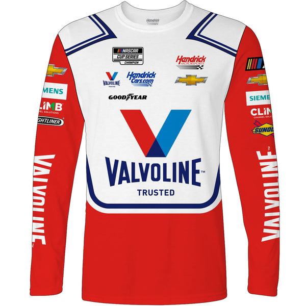 Kyle Larson 2023 Long Sleeve Valvoline Sublimated Uniform Pit Crew T-Shirt Red #5 NASCAR