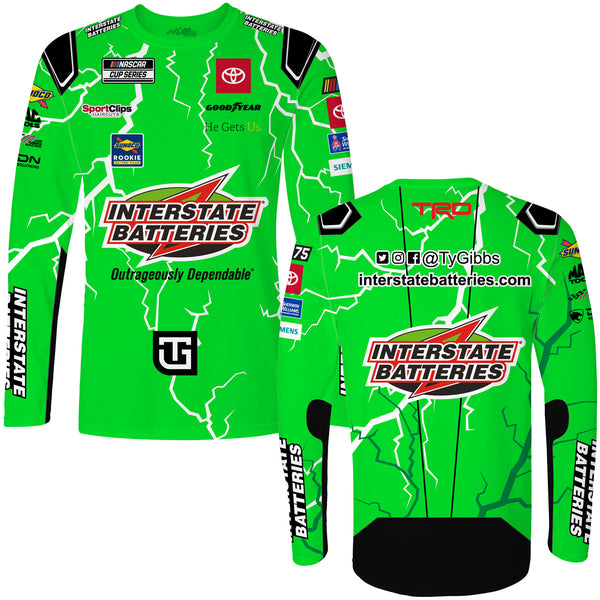 Ty Gibbs 2023 Long Sleeve Interstate Batteries Sublimated Uniform Pit Crew T-Shirt Green #54 NASCAR