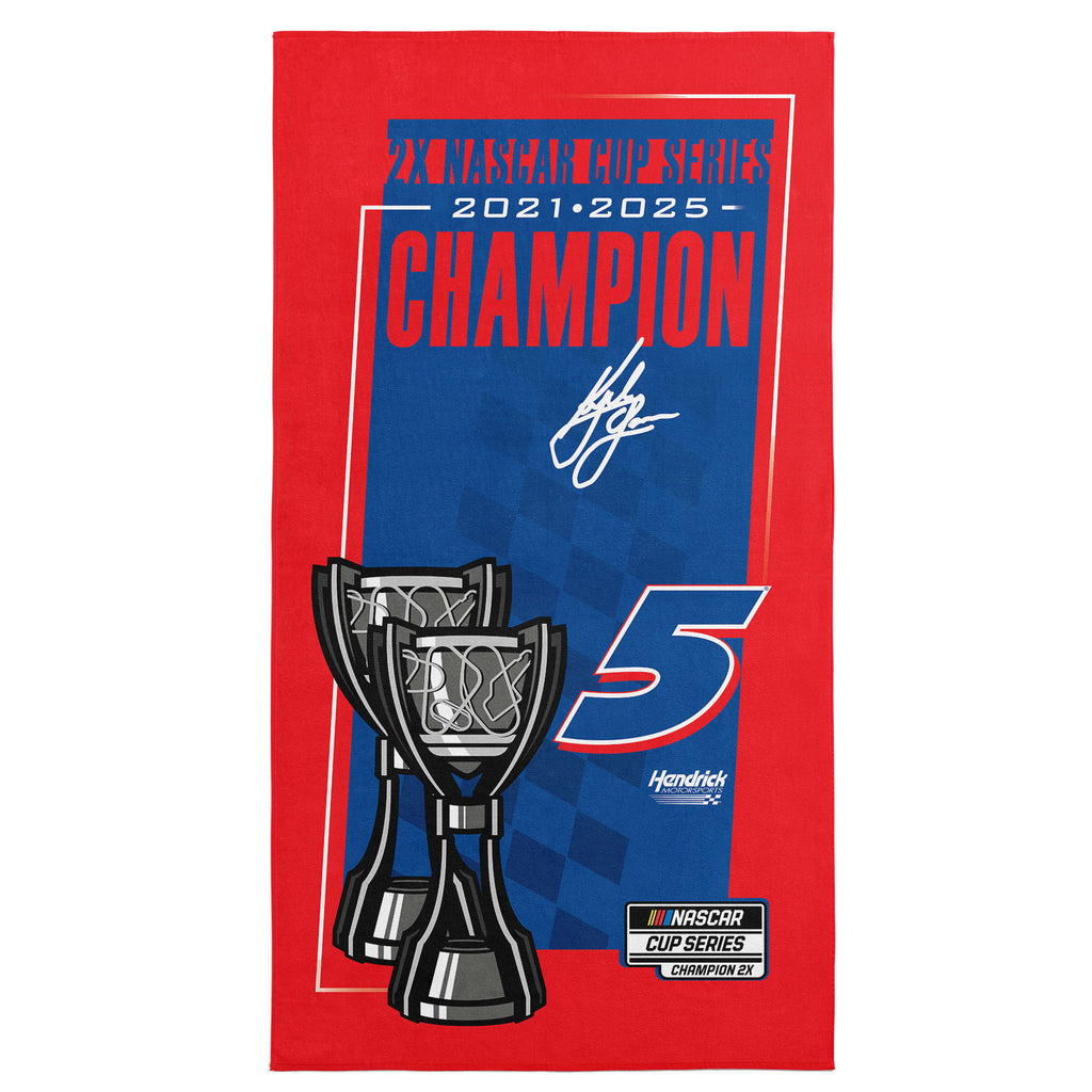 Kyle Larson 2025 NASCAR Champion Trophy 30x60 Beach Towel 