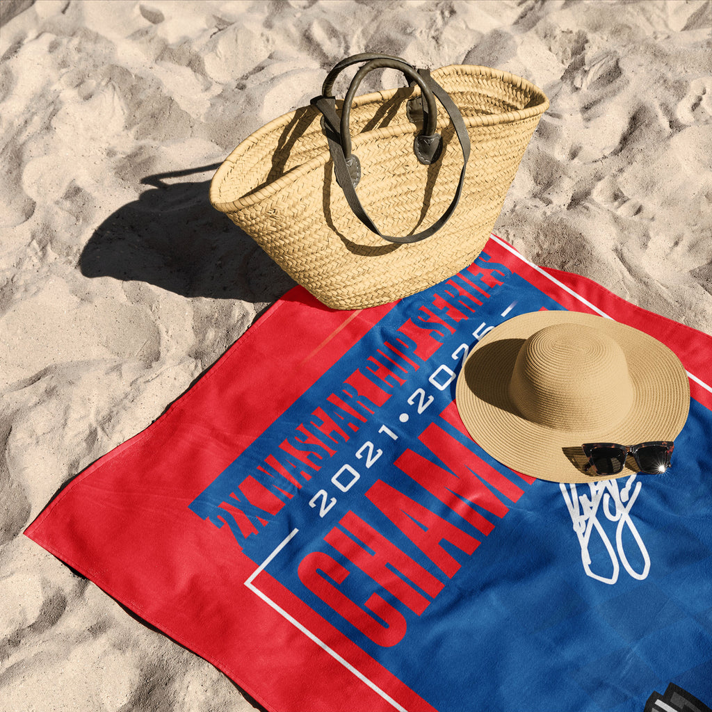 Kyle Larson 2025 NASCAR Champion Trophy 30x60 Beach Towel 