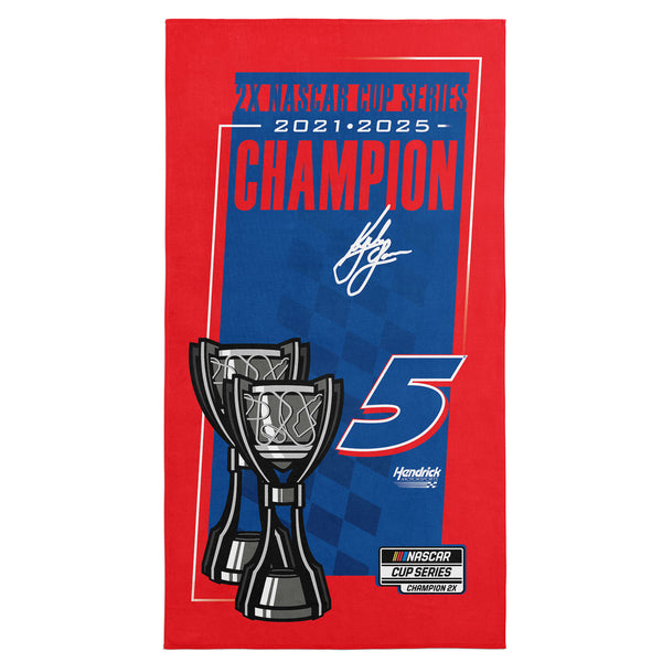 Kyle Larson 2025 NASCAR Champion Trophy 30x60 Beach Towel 