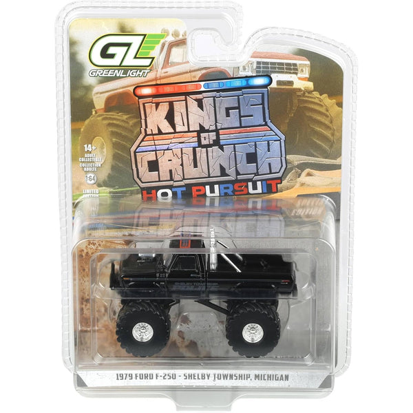 Greenlight 1:64 Shelby Township, MI Police Kings of Crunch Hot Pursuit Monster Truck 1979 Ford F-250