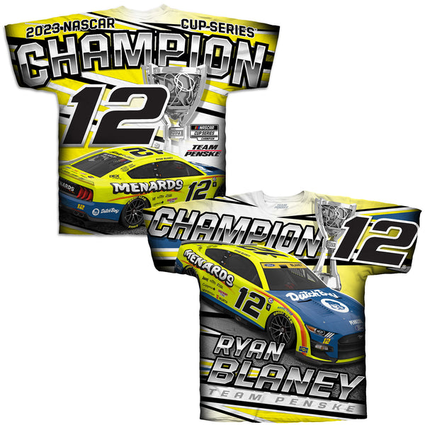 Ryan Blaney 2023 NASCAR Cup Series Champion Sublimated Total Print T-Shirt #12