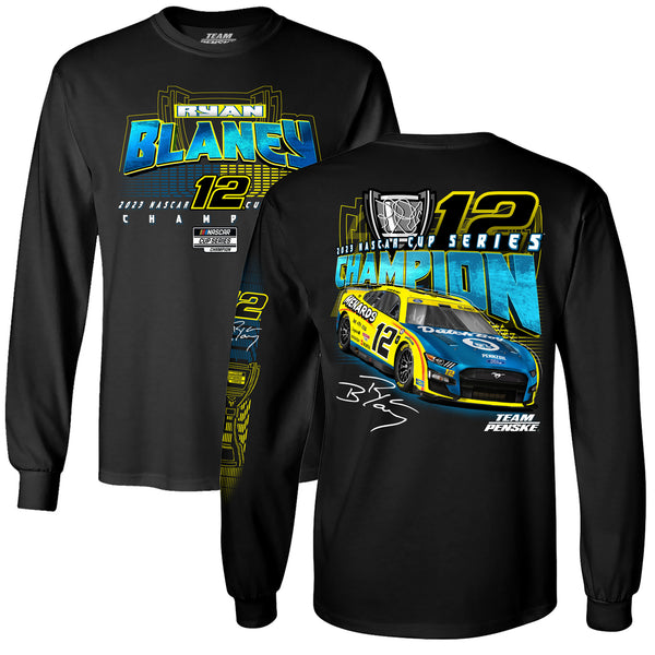 Ryan Blaney 2023 Long Sleeve NASCAR Cup Series Champion 3-Spot T-Shirt #12