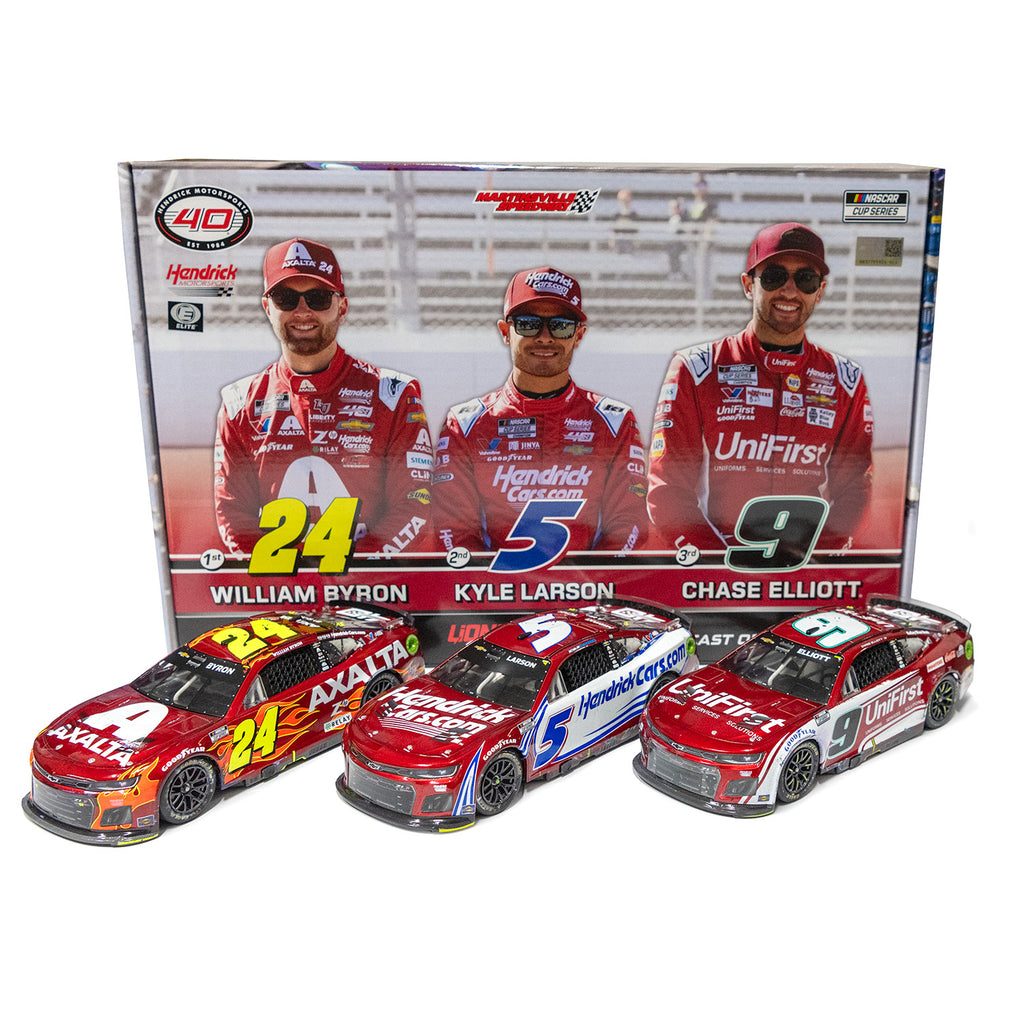 Hendrick Motorsports ELITE Martinsville 1-2-3 Checkered Flag Raced Versions 1:24 2024 Diecast Set NASCAR