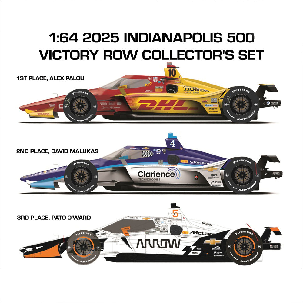 2025 Indianapolis 500 Victory Row NTT IndyCar Series 3-Car Set 1:64 2025 Diecast Car
