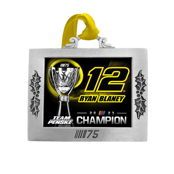Ryan Blaney 2023 NASCAR Cup Series Champion Pewter Picture Frame Christmas Ornament #12