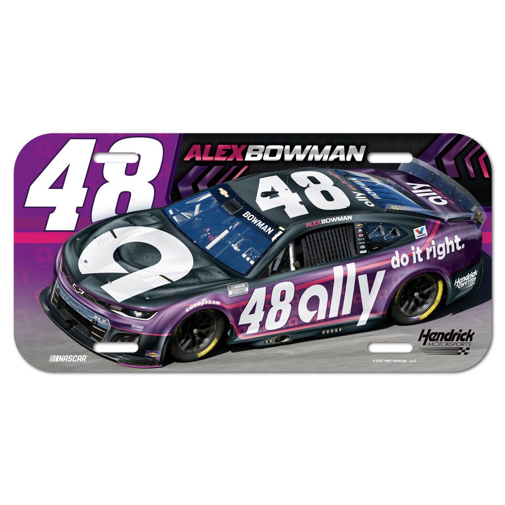 Alex Bowman 2025 Ally Plastic Car License Plate #48 NASCAR