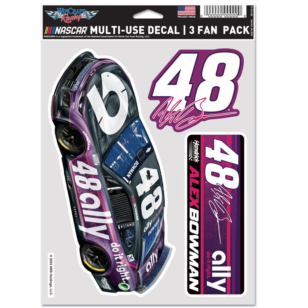 Alex Bowman 2025 Multi-Use Ally #48 Decal 3-Pack NASCAR