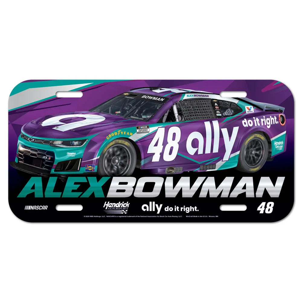Alex Bowman 2026 Ally Plastic Car License Plate #48 NASCAR