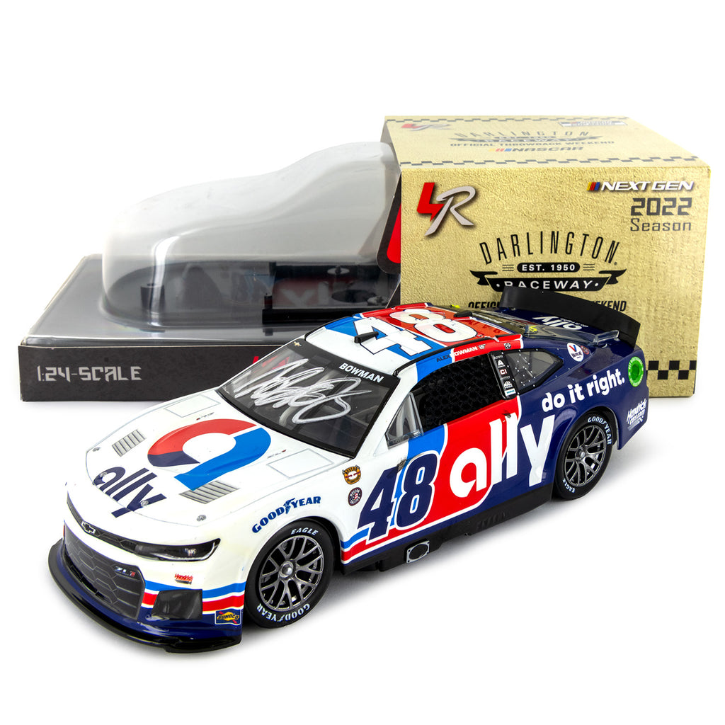 Alex Bowman Autographed Darlington Throwback 1:24 Standard 2022 Diecast Car