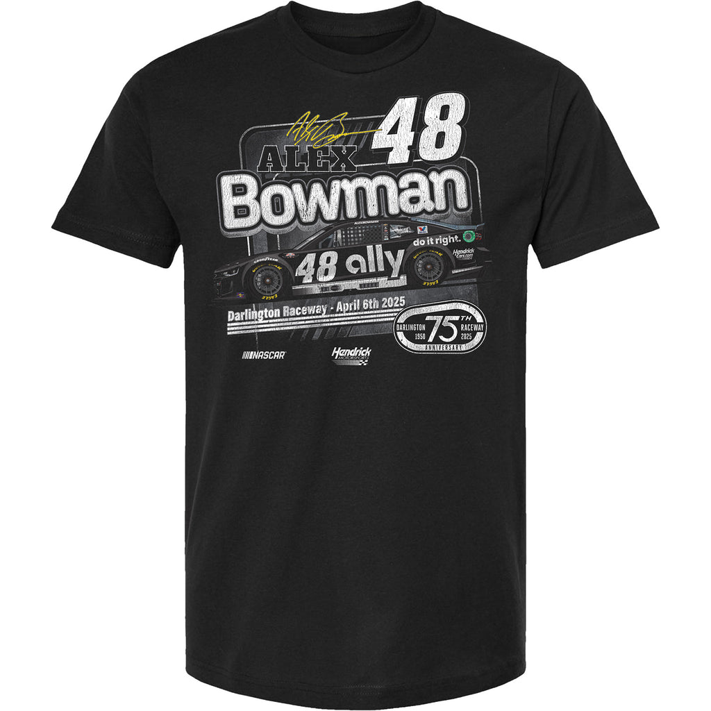 Alex Bowman 2025 Darlington Throwback Car T-Shirt Black #48 NASCAR