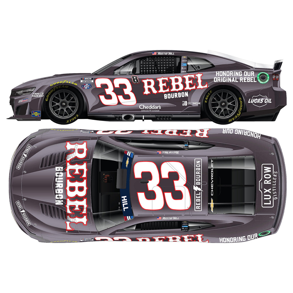 Austin Hill Color Chrome Rebel Bourbon Tribute to Kyle Busch 1:24 2026 Diecast Car #33 NASCAR