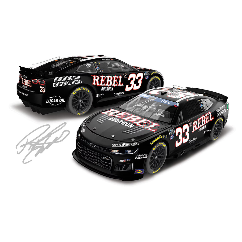 Austin Hill / Richard Childress Dual Autographed Rebel Bourbon Tribute to Kyle Busch 1:24 Standard 2026 Diecast Car #33 NASCAR