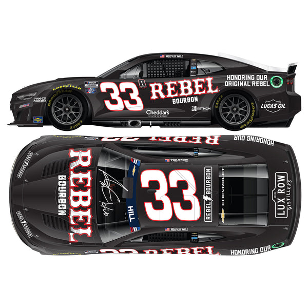 Austin Hill Autographed Rebel Bourbon Tribute to Kyle Busch 1:24 Standard 2026 Diecast Car #33 NASCAR