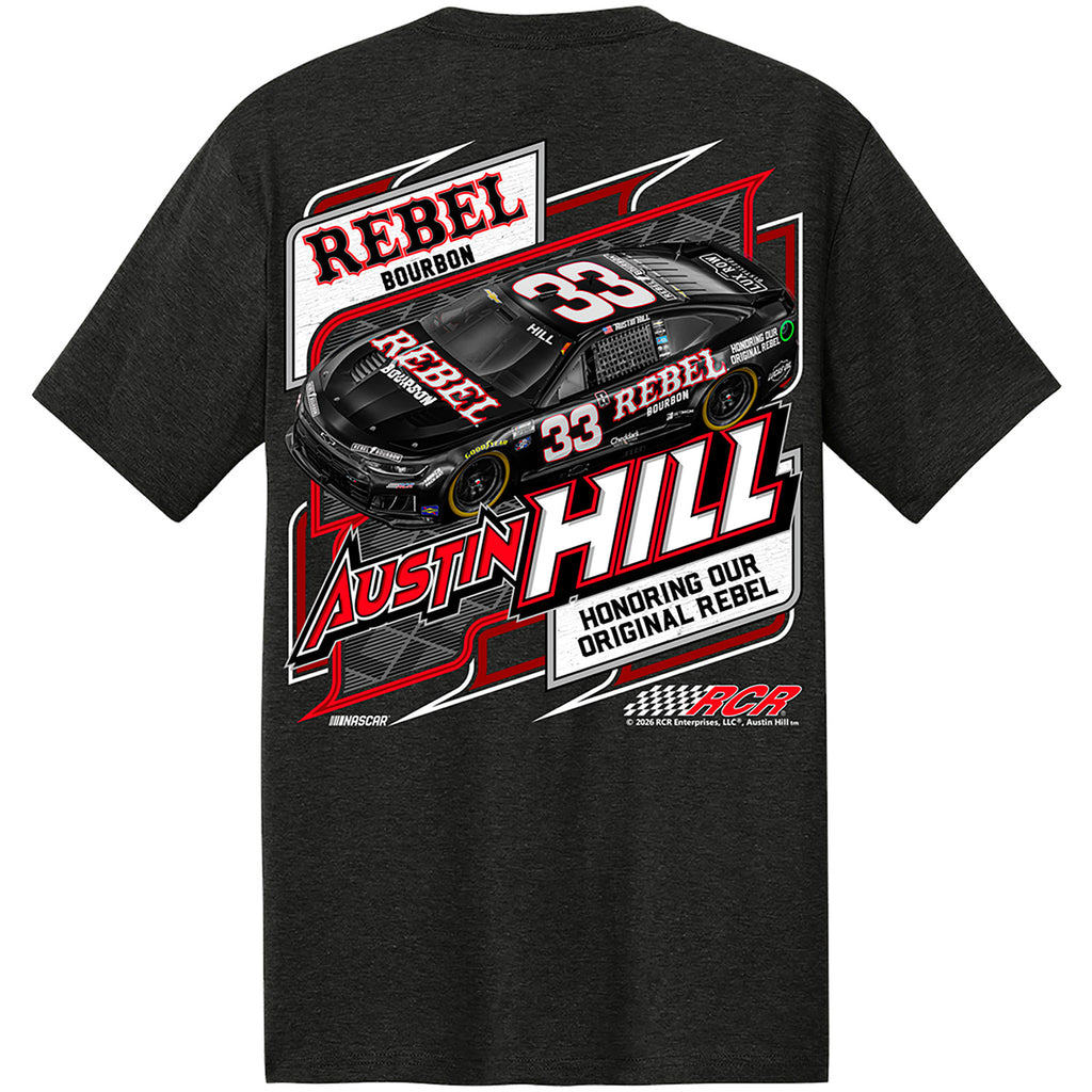 Austin Hill 2026 Rebel Bourbon Kyle Busch Tribute Paint Scheme Classic Ink T-Shirt Black #33 NASCAR