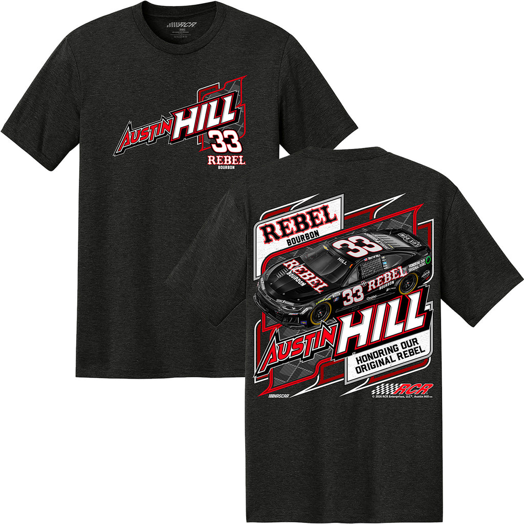 Austin Hill 2026 Rebel Bourbon Kyle Busch Tribute Paint Scheme Classic Ink T-Shirt Black #33 NASCAR