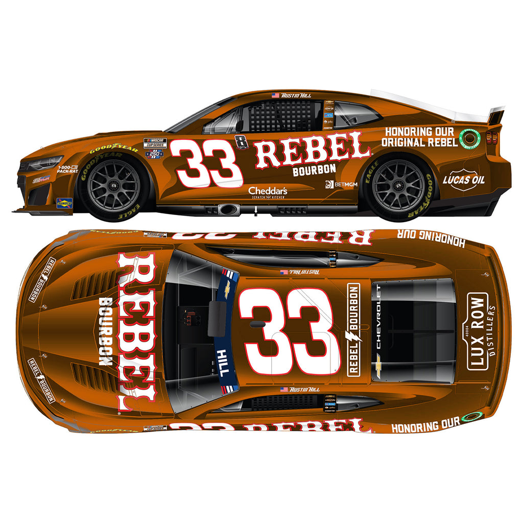 Austin Hill Whiskey Finish Rebel Bourbon Tribute to Kyle Busch 1:24 2026 Diecast Car #33 NASCAR