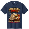 American Pride Home of the Brave Bald Eagle T-Shirt Heather Navy Blue