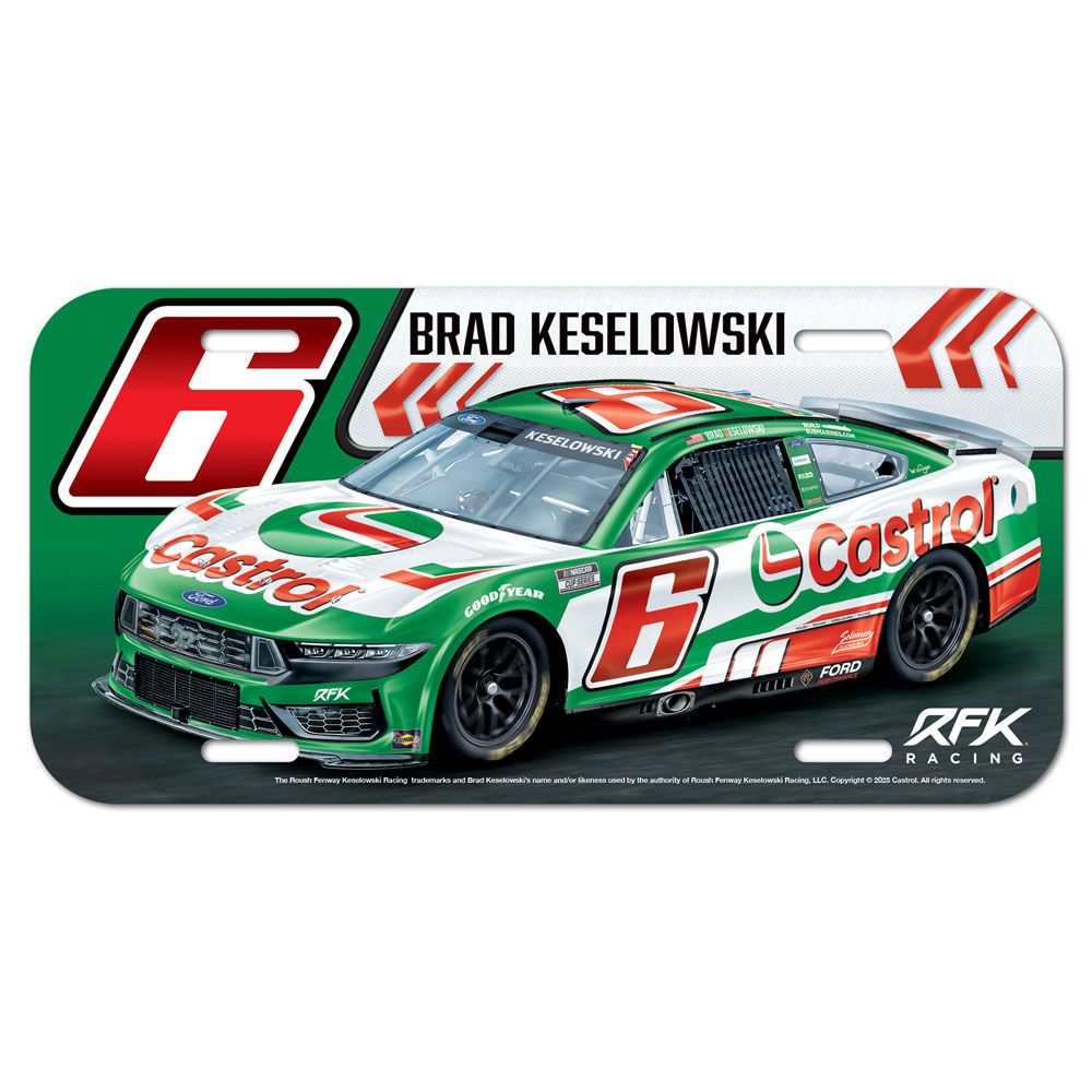 Brad Keselowski 2025 Castrol Plastic Car License Plate #6 NASCAR