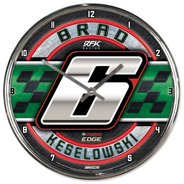 Brad Keselowski 2024 Castrol Edge #6 Chrome Wall Clock NASCAR