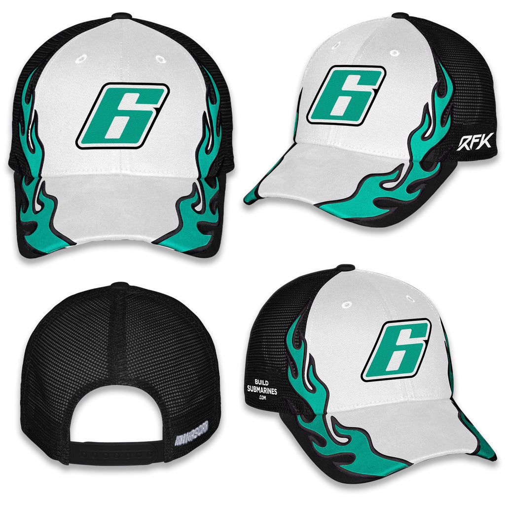 Brad Keselowski 2025 Flame #6 Mesh Hat Black/White NASCAR