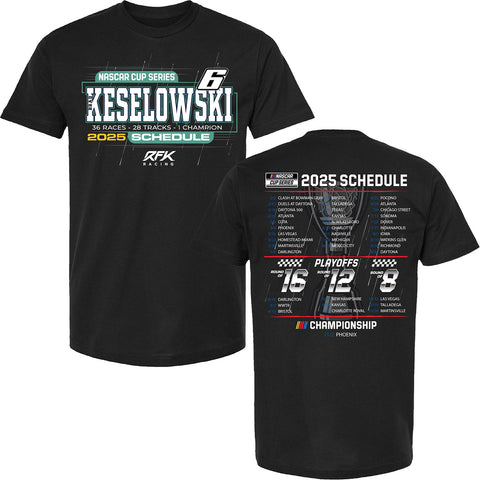Brad Keselowski 2025 NASCAR Cup Series Schedule T-Shirt Black #6