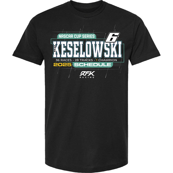 Brad Keselowski 2025 NASCAR Cup Series Schedule T-Shirt Black #6