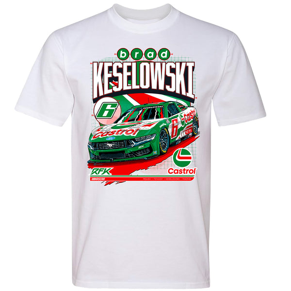 Brad Keselowski 2025 Castrol White 2-Spot Car T-Shirt #6 NASCAR