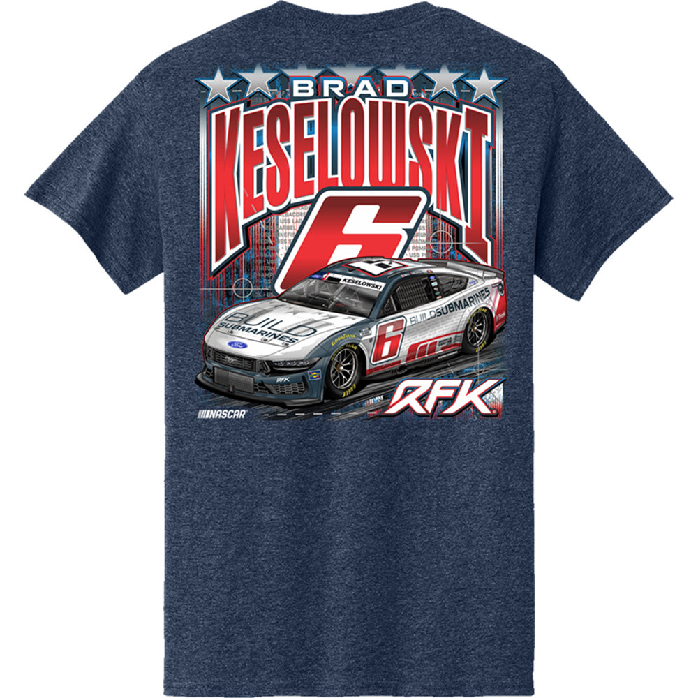 Brad Keselowski 2026 BuildSubmarines Patriotic Paint Scheme Blue 2-Spot Classic Ink T-Shirt #6 NASCAR