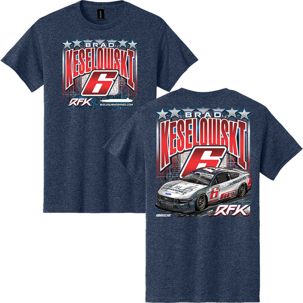 Brad Keselowski 2026 BuildSubmarines Patriotic Paint Scheme Blue 2-Spot Classic Ink T-Shirt #6 NASCAR