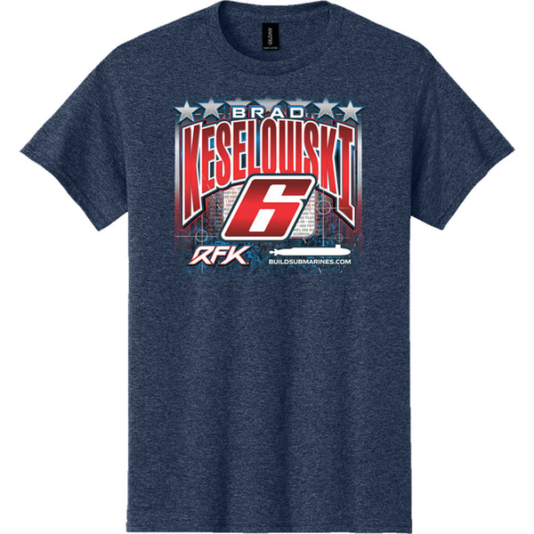 Brad Keselowski 2026 BuildSubmarines Patriotic Paint Scheme Blue 2-Spot Classic Ink T-Shirt #6 NASCAR