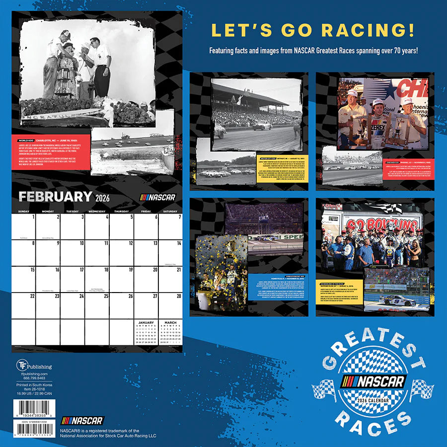 NASCAR Best Races 2026 Wall Calendar