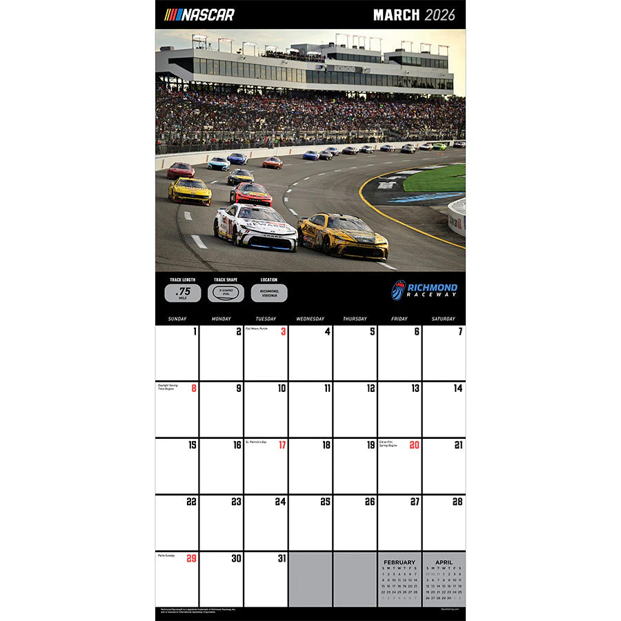 NASCAR Tracks 2026 Wall Calendar