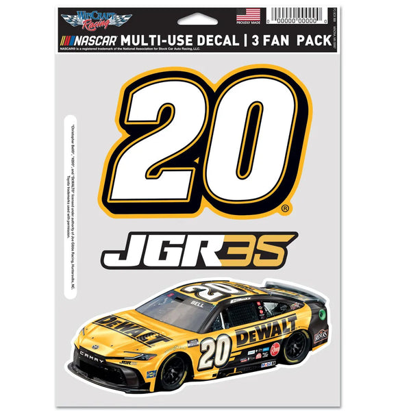 Christopher Bell 2026 Multi-Use DeWalt #20 Decal 3-Pack NASCAR