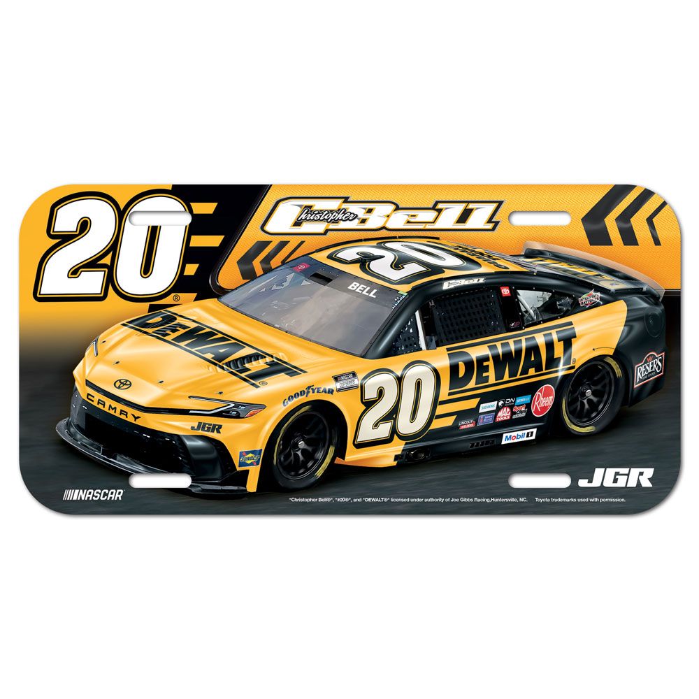 Christopher Bell 2025 DeWalt Plastic Car License Plate #20 NASCAR