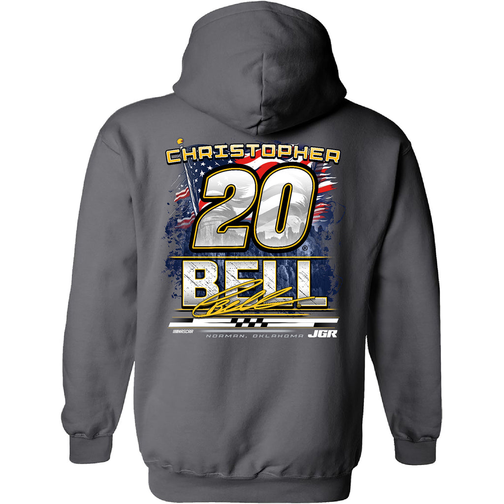 Christopher Bell 2025 DeWalt Patriotic 2-Spot Hoodie Outerwear Sweatshirt Gray #20 NASCAR
