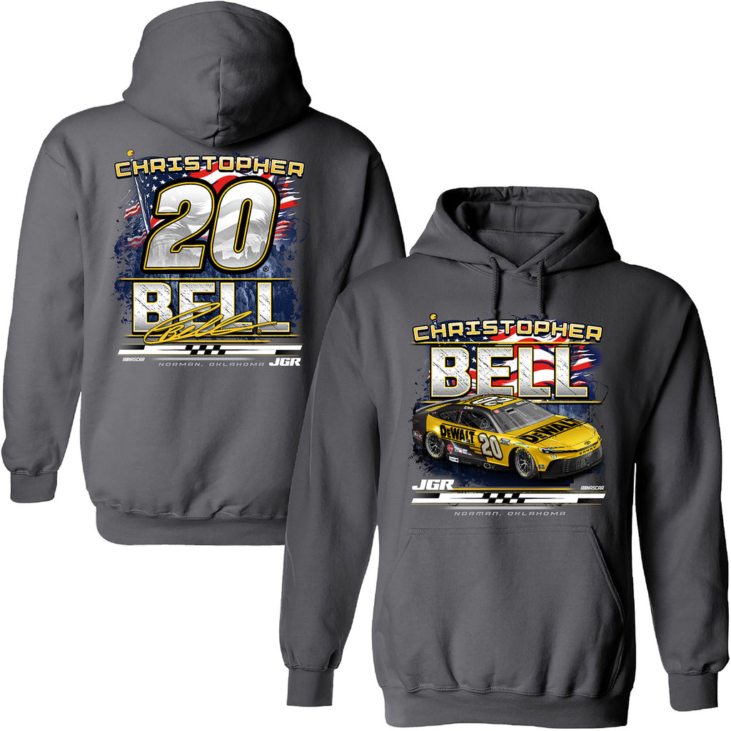 Christopher Bell 2025 DeWalt Patriotic 2-Spot Hoodie Outerwear Sweatshirt Gray #20 NASCAR