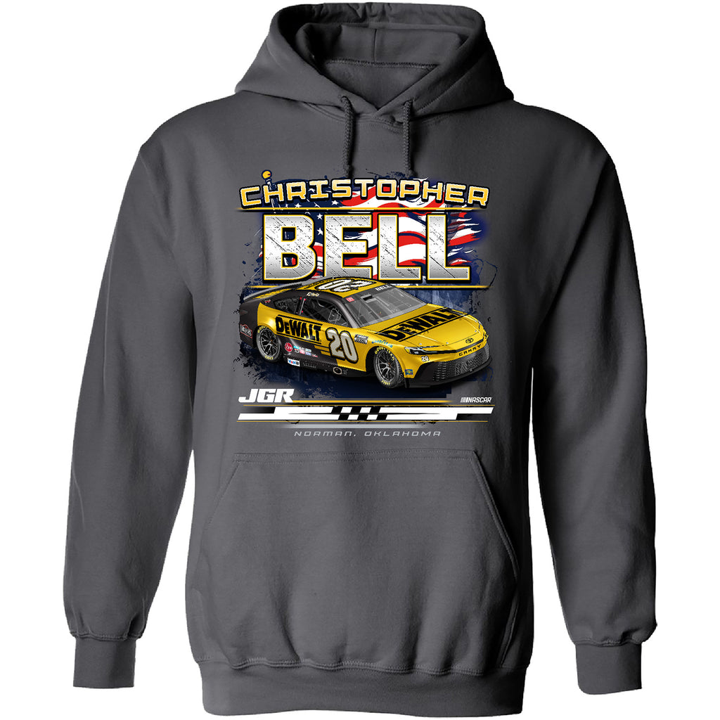 Christopher Bell 2025 DeWalt Patriotic 2-Spot Hoodie Outerwear Sweatshirt Gray #20 NASCAR