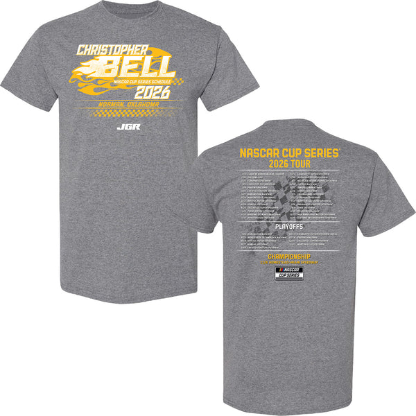 Christopher Bell 2026 NASCAR Cup Series Schedule T-Shirt Gray #20