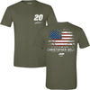 Christopher Bell 2025 Military Green #20 Patriotic Flag T-Shirt