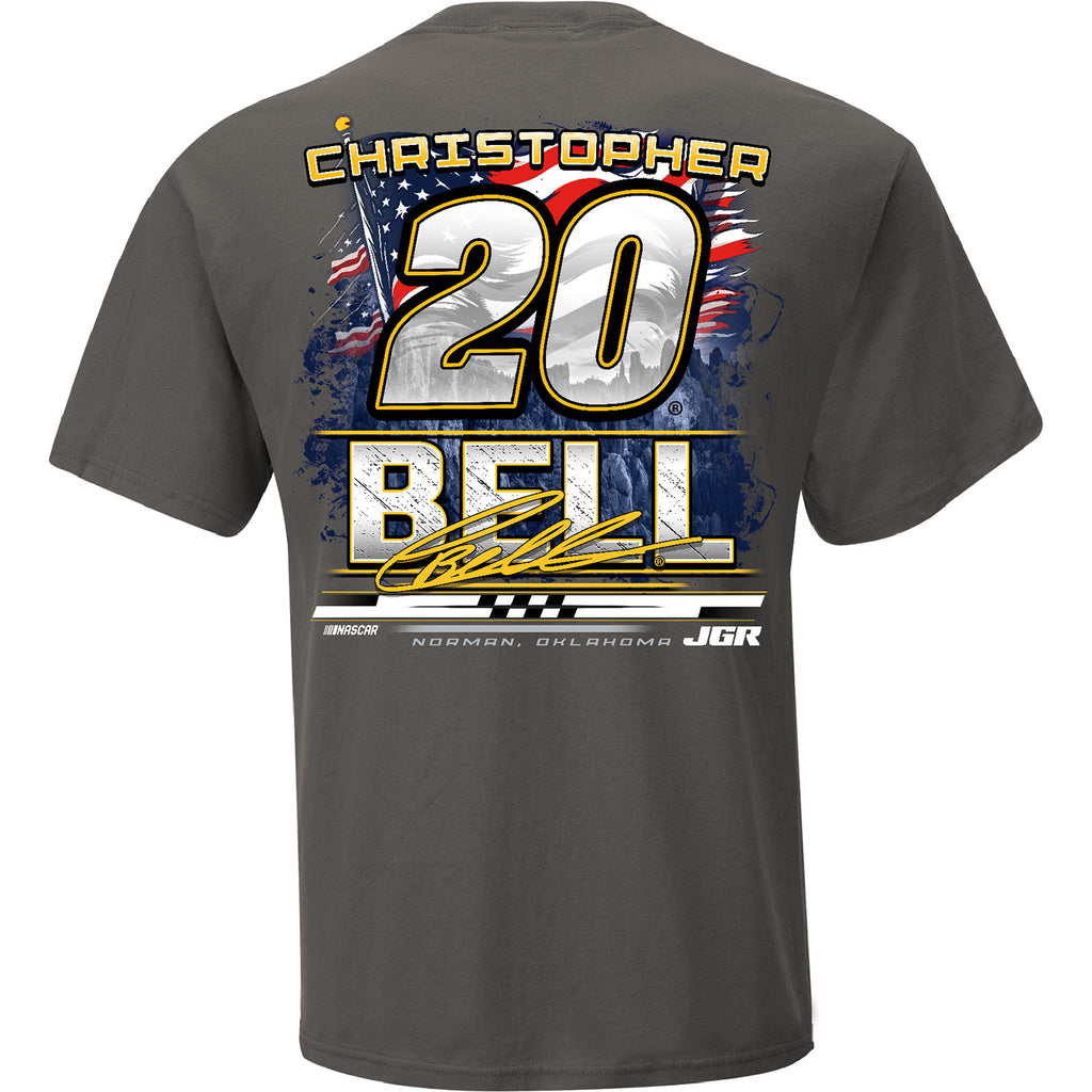 Christopher Bell 2025 DeWalt Patriotic Charcoal 2-Spot T-Shirt Gray #20 NASCAR