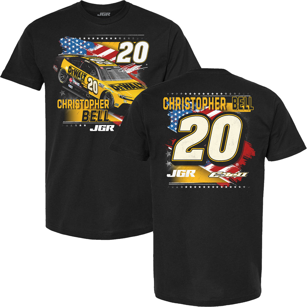 Christopher Bell 2025 DeWalt Patriotic Car T-Shirt Black #20 NASCAR