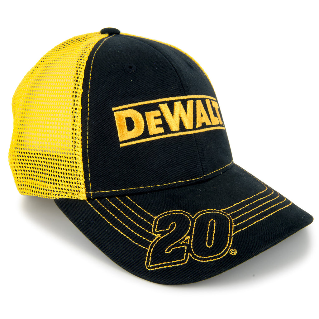 Christopher Bell DeWalt #20 Sponsor Trucker Mesh NASCAR Hat Black/Yellow NASCAR