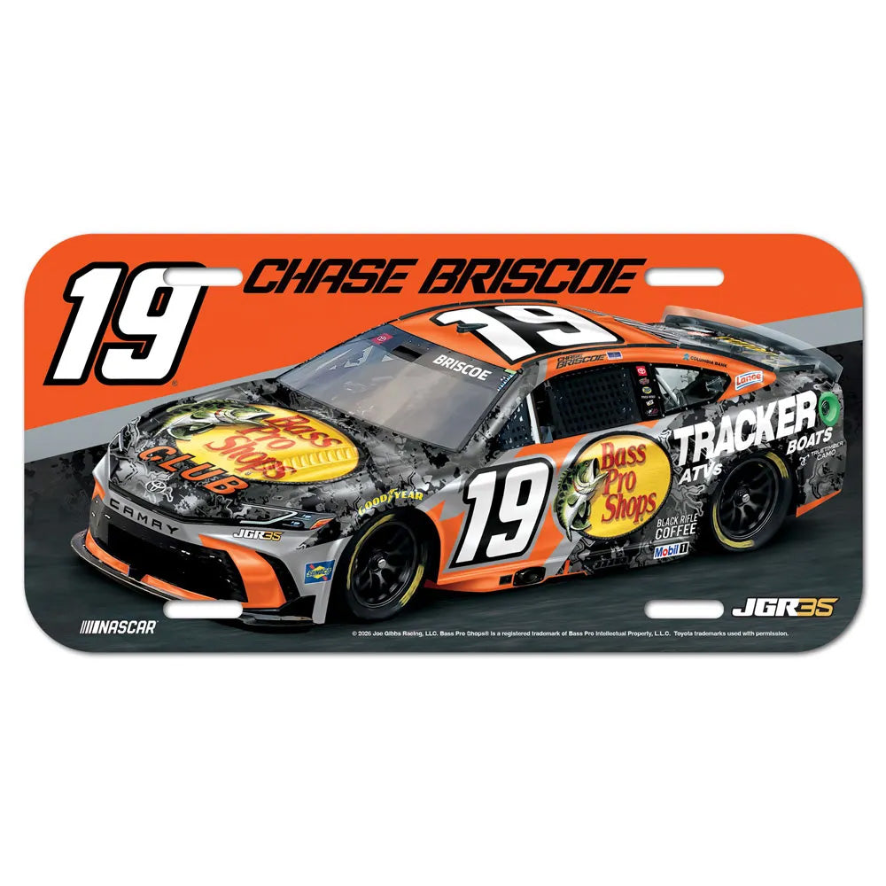 Chase Briscoe 2026 Bass Pro Shops Plastic Car License Plate #19 NASCAR