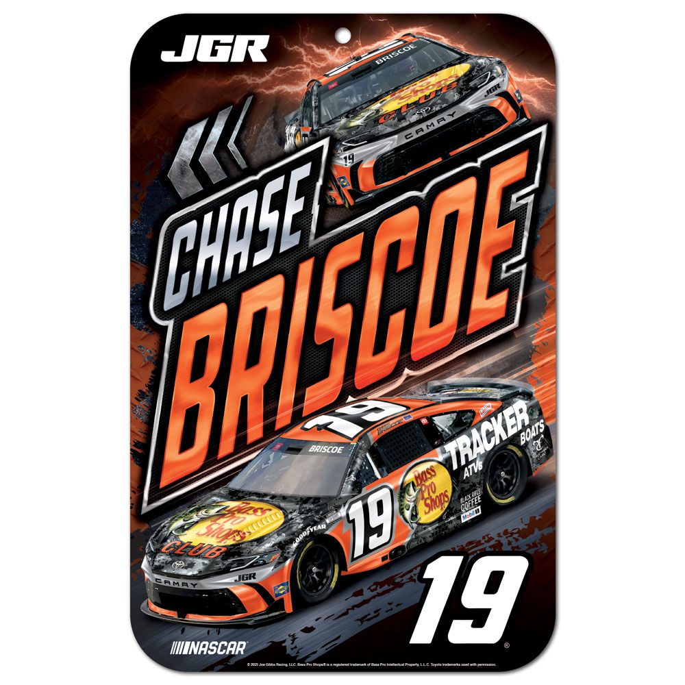 Chase Briscoe 2025 Bass Pro Shops #19 11x17 Plastic Sign NASCAR
