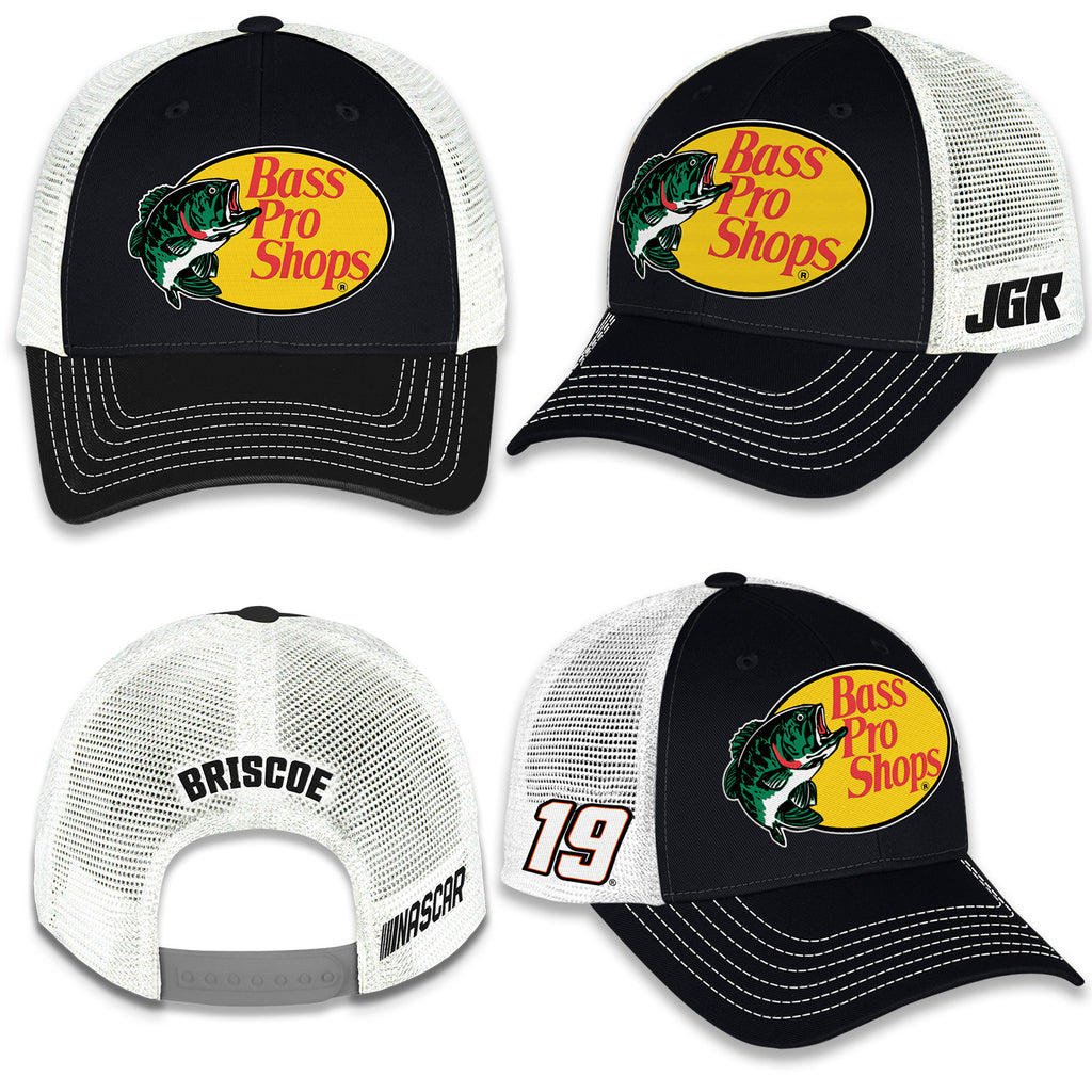 Chase Briscoe 2025 Bass Pro Shops #19 Sponsor Mesh Hat Black/White NASCAR