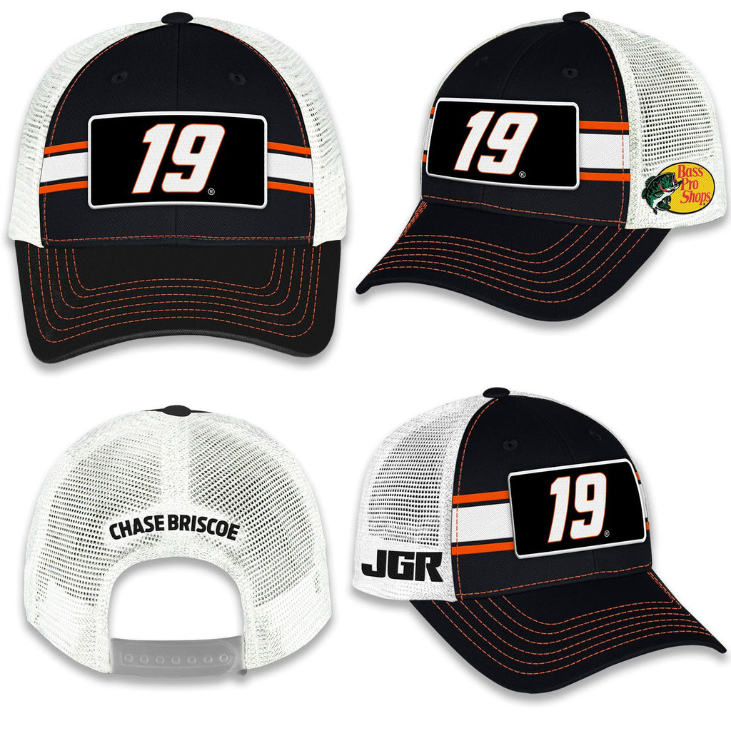 Chase Briscoe 2025 Striped #19 Mesh Hat Black/White NASCAR