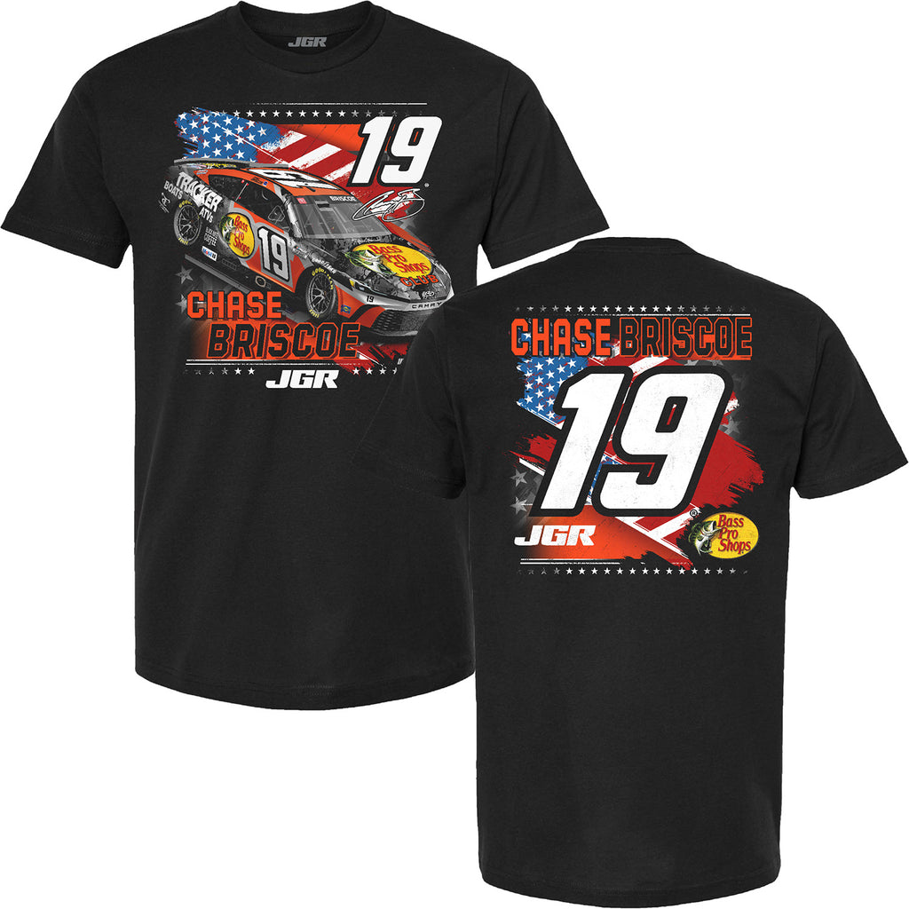 Chase Briscoe 2025 Bass Pro Shops Patriotic Car T-Shirt Black #19 NASCAR